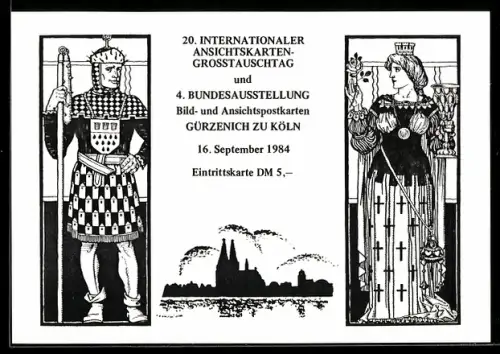 AK Köln, 20. Internationaler Ansichtskarten-Grosstauschtag im Gürzenich, Ansichtskartenbörse im September 1984