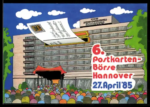Künstler-AK Hannover, 6. Postkartenbörse 1985, Eintrittskarte