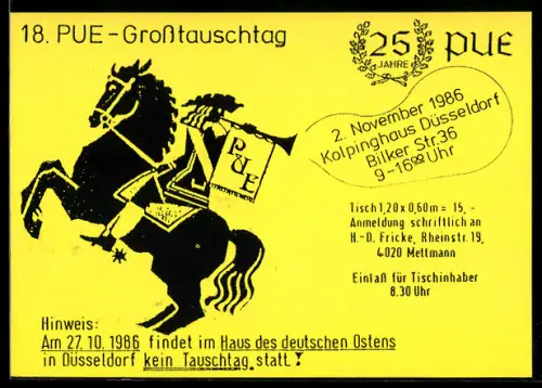 AK Düsseldorf, PUE-Grosstauschtag, Ansichtskartenbörse im Jahr 1986