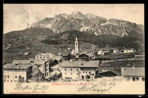 AK Cortina d`Ampezzo, Vista del paese e del Monte Tofana sullo sfondo
