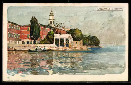 Künstler-Lithographie Manuel Wielandt: Venezia / Venedig, S. Lazarro