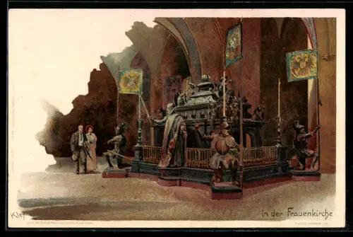 Künstler-AK Heinrich Kley: München, Denkmal in der Frauenkirche