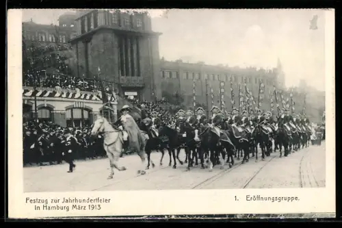 AK Hamburg, Festzug zur Jahrhundertfeier 1913, Eröffnungsgruppe