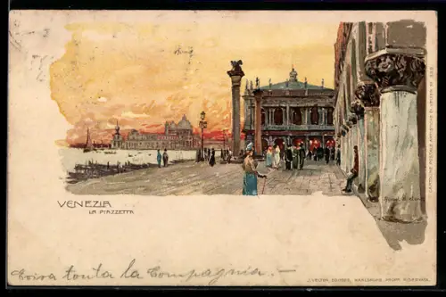 Künstler-AK Manuel Wielandt: Venezia, Uferpromenade