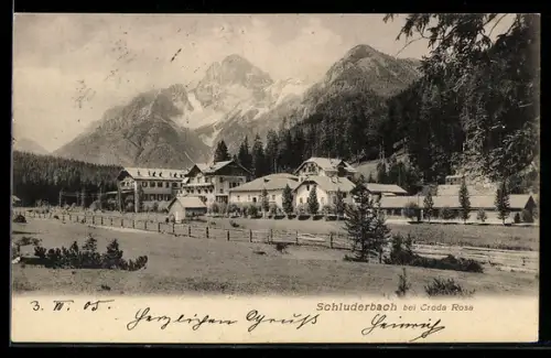 AK Schluderbach, Blick auf den Ort bei Croda Rosa