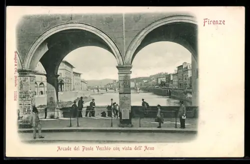 AK Firenze, Blick von der Ponte Vecchio auf den Arno