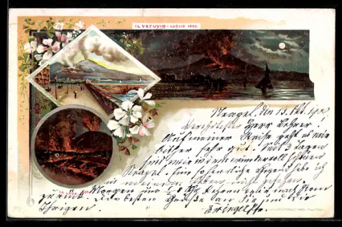 Lithographie Napoli, Il Vesuvio 1895, La Lava