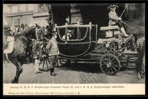 AK Schwerin, Einzug Seiner K. H. des Grossherzogs Friedrich Franz IV. und I. K. H. der Grossherzogin Alexandra
