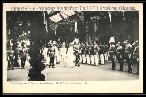 AK Schwerin, Einzug Seiner K. H. des Grossherzogs Friedrich Franz IV. und I. K. H. der Grossherzogin Alexandra