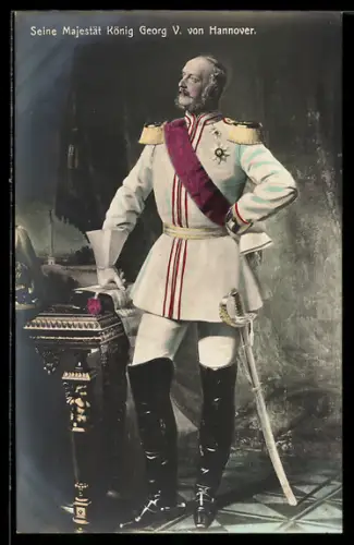 AK Portrait König Georg V. von Hannover in Uniform mit Epauletten