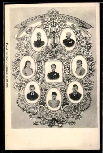 AK Prinzessin Alexandra, Prinzessin Marie Louise, Erbprinz Georg Wilhelm, Prinz Christian