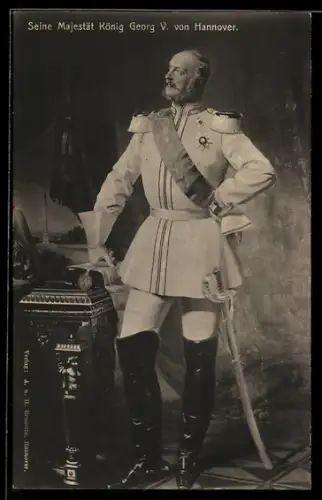 AK Portrait König Georg V. von Hannover in Uniform mit Epauletten