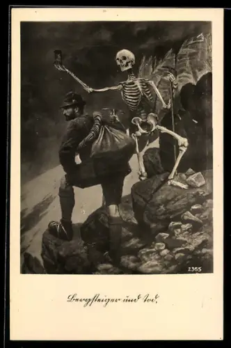 Künstler-AK Bergsteiger und Der Tod