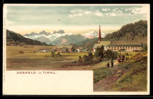 Künstler-Lithographie Edward Harrison Compton: Seefeld, Panorama