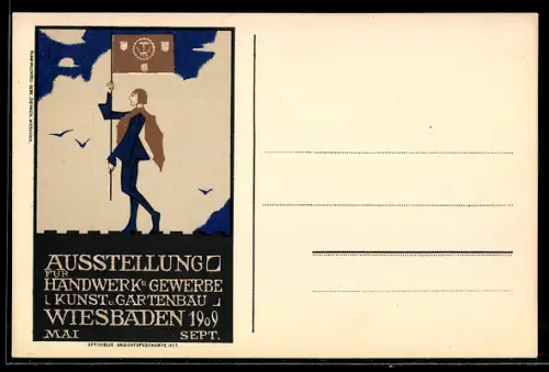 Künstler-AK Wiesbaden, Ausstellung für Handwerk und Gewerbe Kunst und Gartenbau 1909