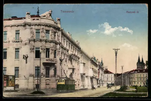 AK Temesvar, Hunyadi út, Strassenbahn