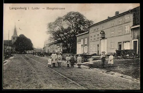 AK Langenberg i. Lothr., Partie in der Hauptstrasse
