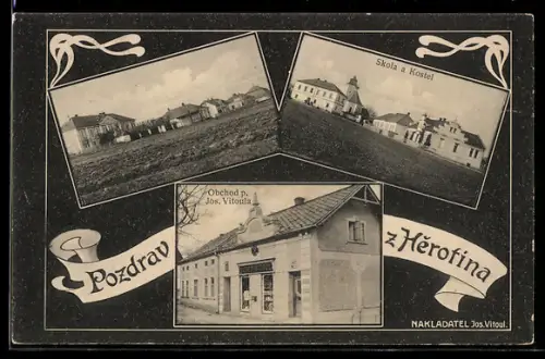 AK Merotin, Skola a Kostel, Obchod p. Jos. Vitoula