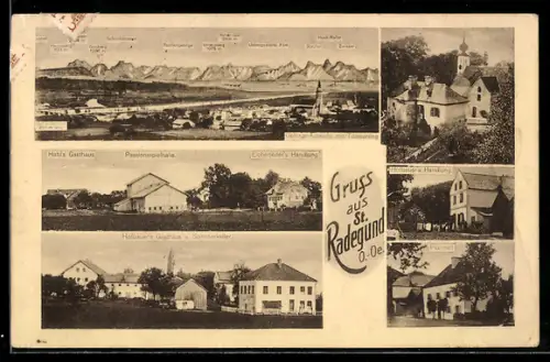 AK St. Radegund /O.-Oe., Handlung Eichelseder, Handlung Bodenhofer, Gasthaus und Sommerkeller Hofbauer, Gasthaus Habl