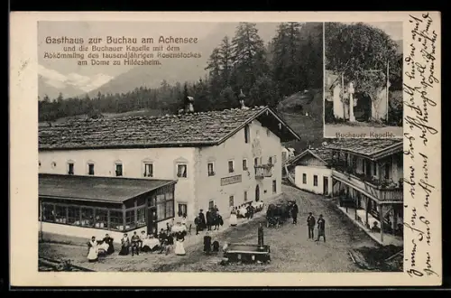 AK Eben /Achensee, Gasthaus zu Buchau am Achensee und die Buchauer Kapelle