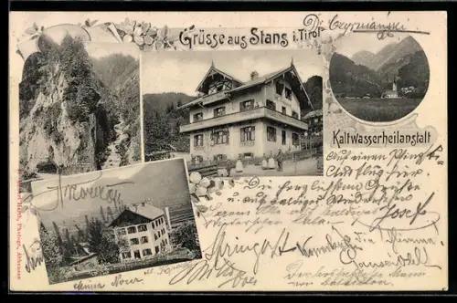 AK Stans i. Tirol, Kaltwasserheilanstalt, Wolfsklamm, Ortsansicht mit Kirche