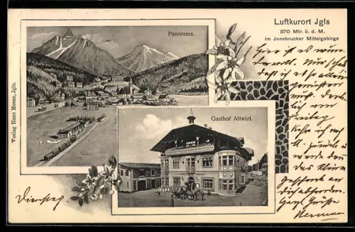 AK Igls, Gasthof Altwirt, Panorama