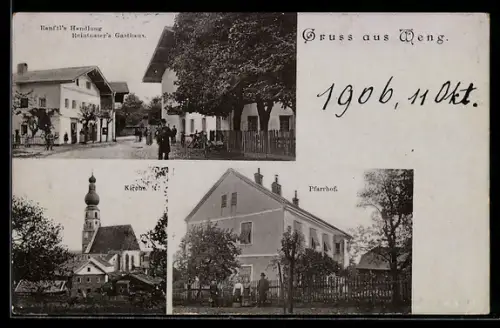 AK Weng, Ranftl`s Handlung, Reinthaler`s Gasthaus, Kirche, Pfarrhof