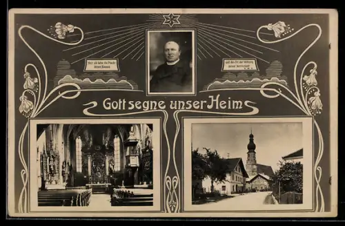AK Weng, Strassenpartie mit Blick auf die Kirche, Innenansicht der Kirche