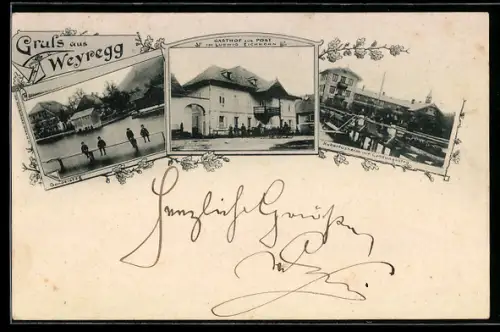 AK Weyregg, Gasthof zur Post, Inh. Ludwig Eichhorn, Am Gondelsteg