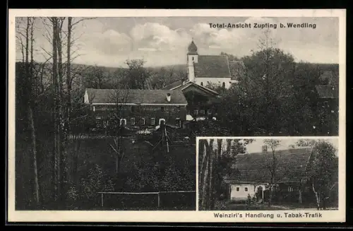 AK Wendling, Zupfing, Weinzierl`s Handlung u. Tabak-Trafik, Kirche