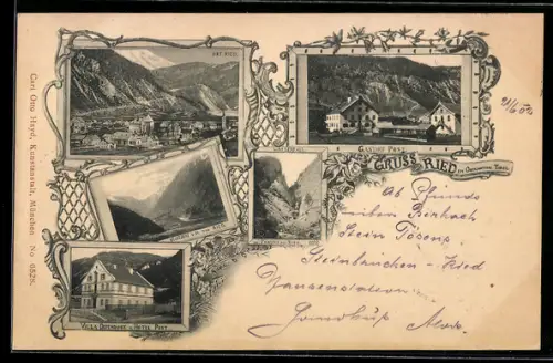 AK Ried, Gasthof Post, Frauns, Villa Dependance, Belvedere
