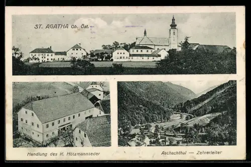 AK St. Agatha /Ob. Öst., Handlung des K. Hötzmannseder, Aschachthal, Zehrerleiter