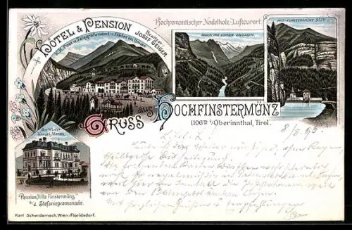 Lithographie Hochfinstermünz, Hotel & Pension Josef Geiger