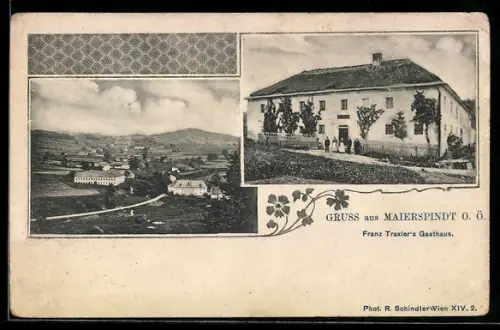 AK Windhaag bei Freistadt, Maierspindt, Franz Traxler`s Gasthaus, Blick über den Ort