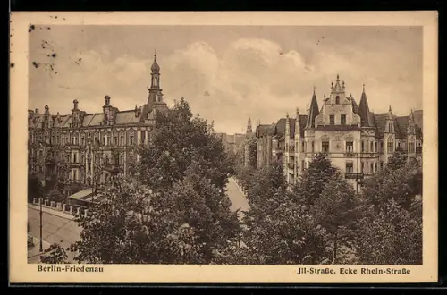 AK Berlin-Friedenau, Illstrasse Ecke Rhein-Strasse aus der Vogelschau