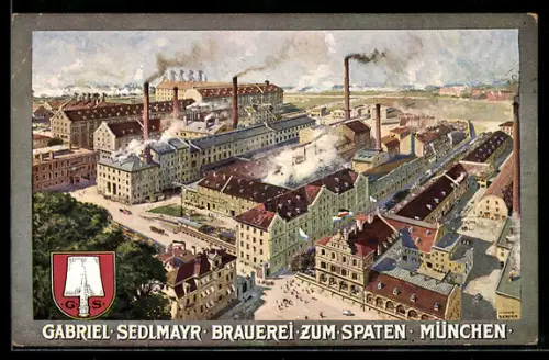 Künstler-AK München, Brauerei zum Spaten, Marsstrasse 46-49