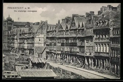 AK Alt-Frankfurt, Die ehemalige Judengasse mit Synagoge