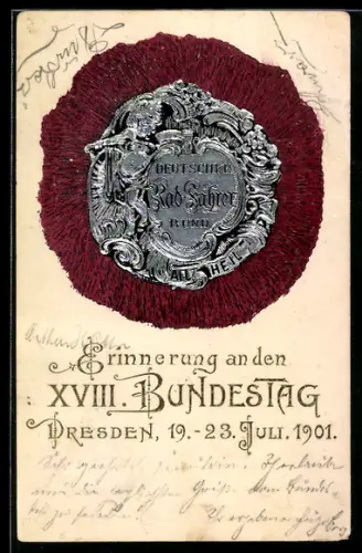 Präge-AK Dresden, XVIII. Bundestag 1901, Deutscher Radfahrer-Bund