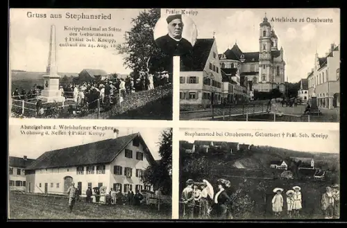 AK Stephansried bei Ottobeuern, Prälat Kneipp, Absteigehaus für Wörishofer Kneippgäste