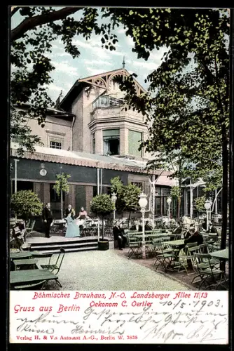 AK Berlin-Friedrichshain, Brauerei Böhmisches Brauhaus, Inh. Oekonom C. Oertler, Landsberger Allee 11 /13