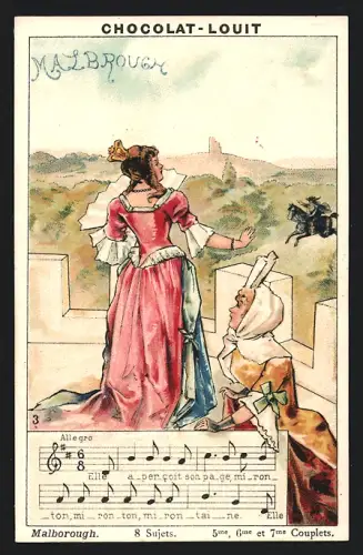 Sammelbild Chocolat Louit, Malborough, 8 Sujets, 5me, 6me et 7me Couplets