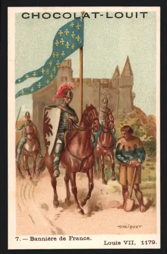 Sammelbild Chocolat Louit, Bannière de France, Louis VII., 1179