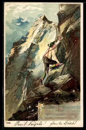 AK Bergsteiger erklimmt einen Berg, Liedtext und Musiknoten