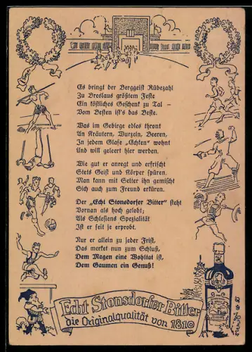 AK Echt Stonsdorfer Bitter, die Originalqualität von 1810