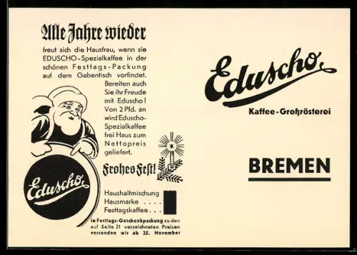 AK Bremen, Eduscho Kaffee-Grossrösterei, Bestellkarte