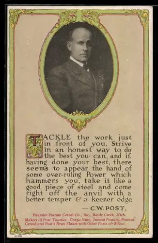 AK Postum Cereal Co, Founder C. W. Post
