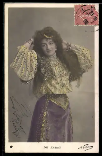 Foto-AK Nadar: De Karsy, Portrait in Kostüm