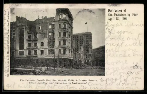 AK San Francisco, CA, Destruction of Poodle Dog Restaurant by Fire 1906