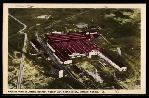 AK Copper Cliff near Sudbury, Airplane View of Ontario Refinery