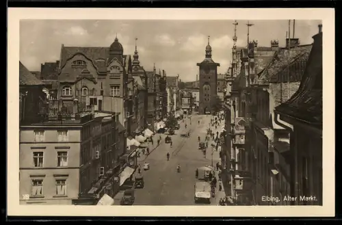 AK Elbing / Elblag, Alter Markt, Strassenpartie